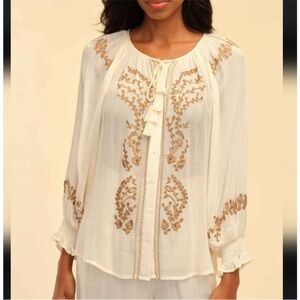 Elie Tahari Cream and Gold CO ORD SET